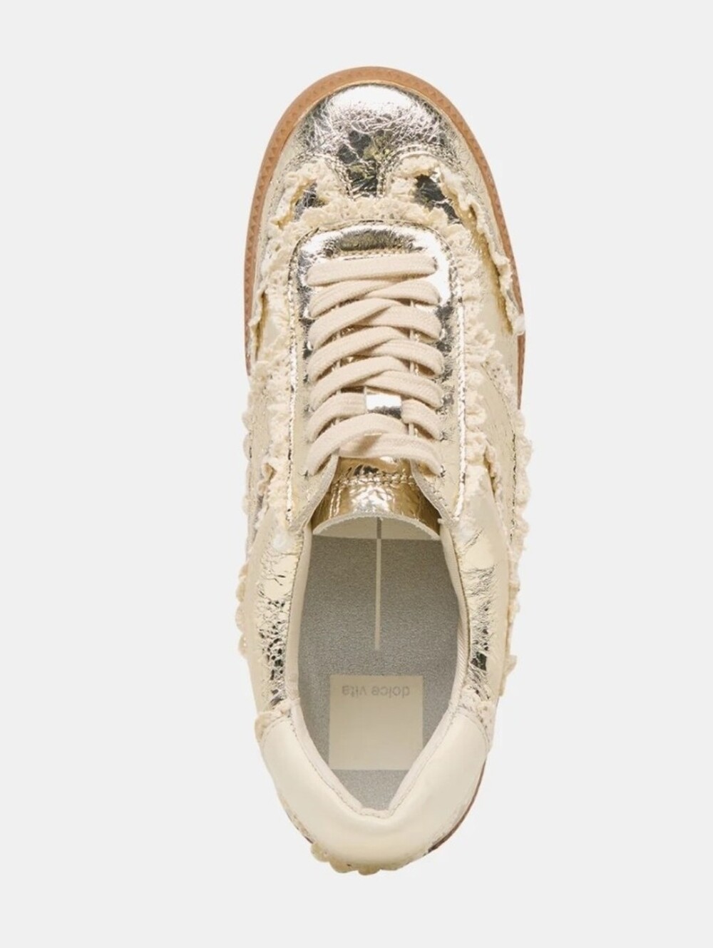 💛▪️Dolce Vita ▪️Notice Lace Sneakers Platinum Distressed Leather - Picture 5 of 6